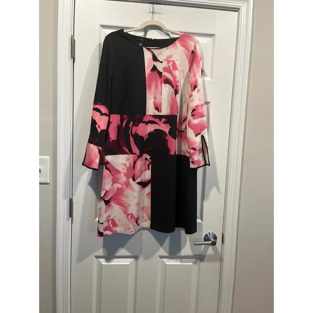 pink and black shift dress Black Floral Mini Dress, Cap Sleeve Dress, Scoop Neckline, Shift Dress, Black pink yellow floral, Sundress, Dinner Dress, Party dress